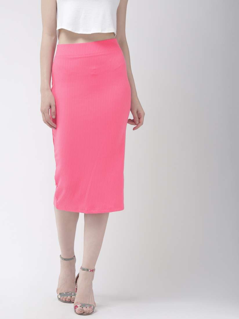 Buy FOREVER 21 Women Pink Solid Knee Length Knitted Pencil Skirt Skirts for Women 10508034 Myntra