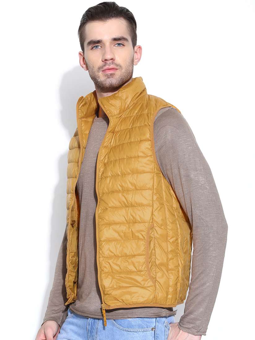 Mustard sleeveless jacket clearance