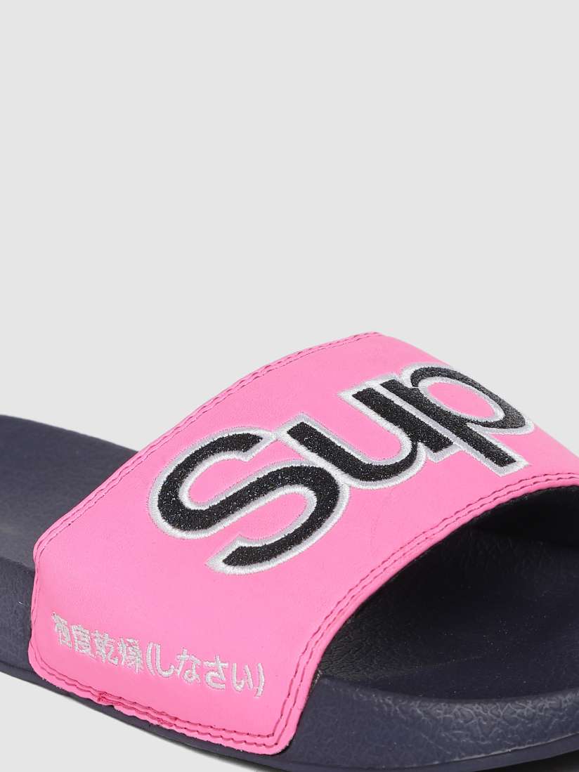 Pink superdry sliders sales