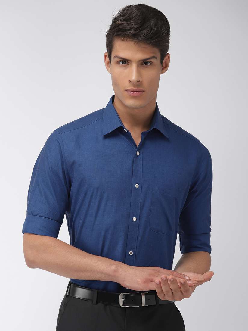 Blue Shirt Raymond Formal Shirt Piece Raymond Blue Solid Slim Fit