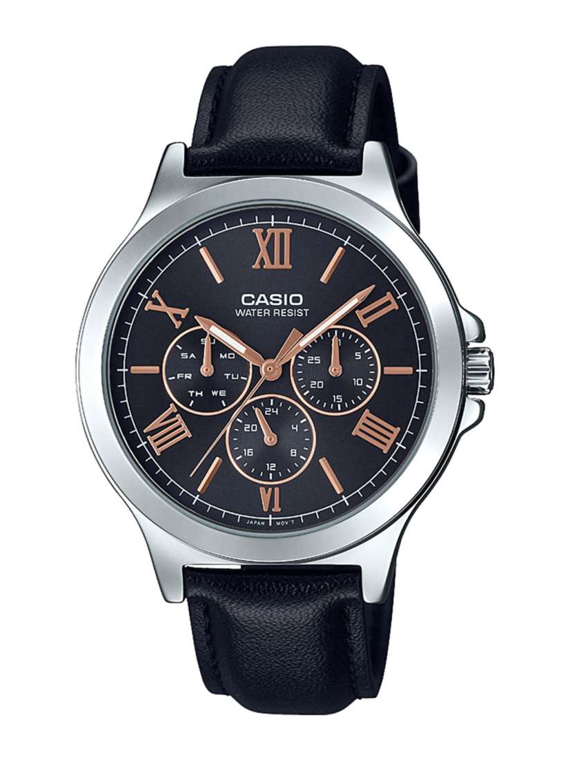 Buy CASIO Enticer Men Black Genuine Leather Analogue Watch A1687 MTP V300L 1A2UDF Watches for Men 10527622 Myntra