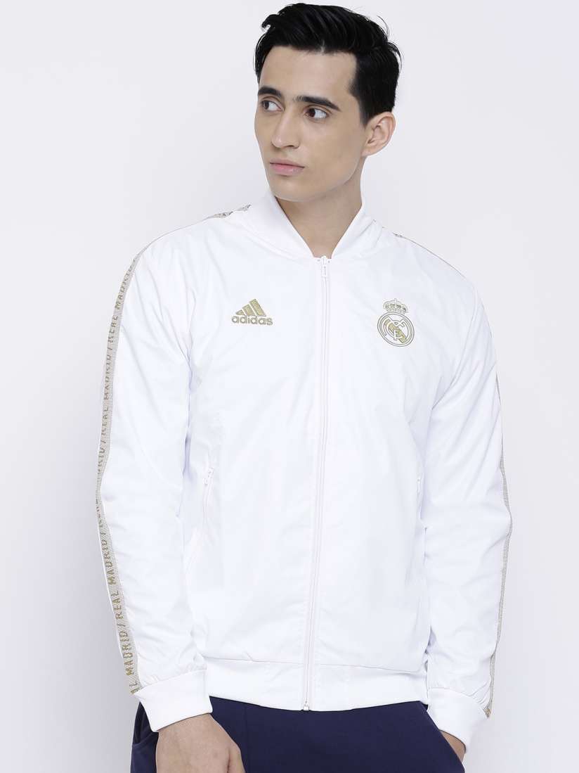 Buy ADIDAS Men White Real Madrid Anthem Bomber Jacket Jackets for Men 10528600 Myntra