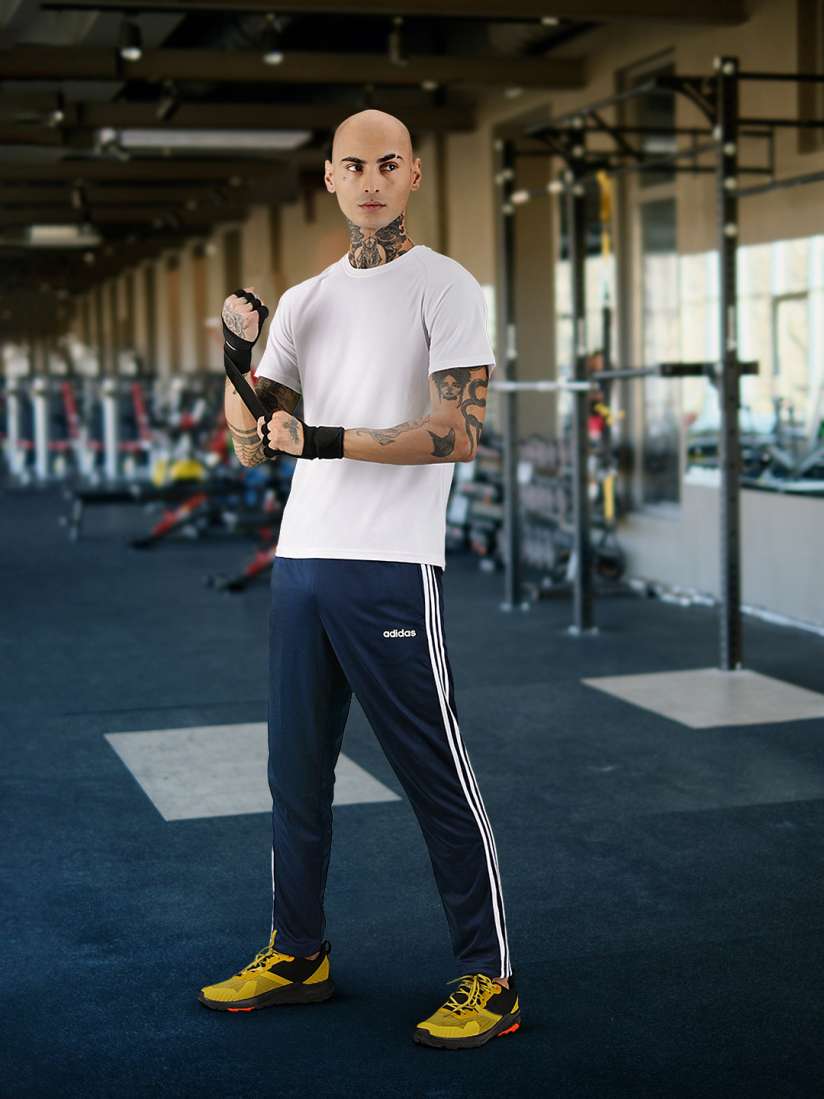 Navy blue adidas sweatpants discount