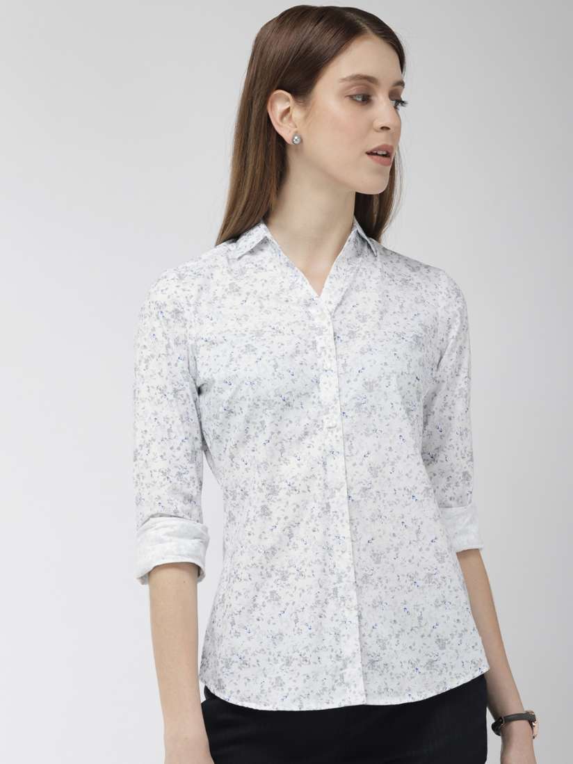 Buy Park Avenue Women White Grey Slim Fit Printed Formal Shirt Shirts for Women 10534150 Myntra