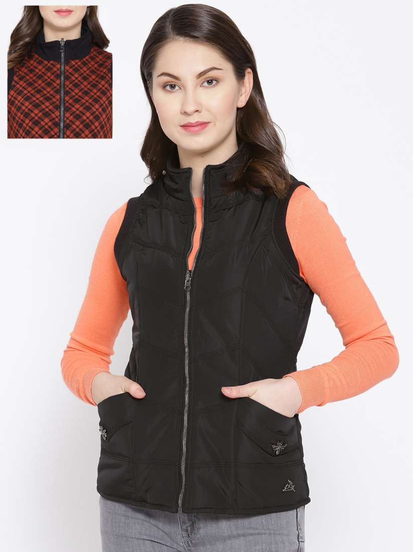 Buy Monte Carlo Women Black Rust Red Solid Reversible Padded Jacket Jackets for Women 10534886 Myntra