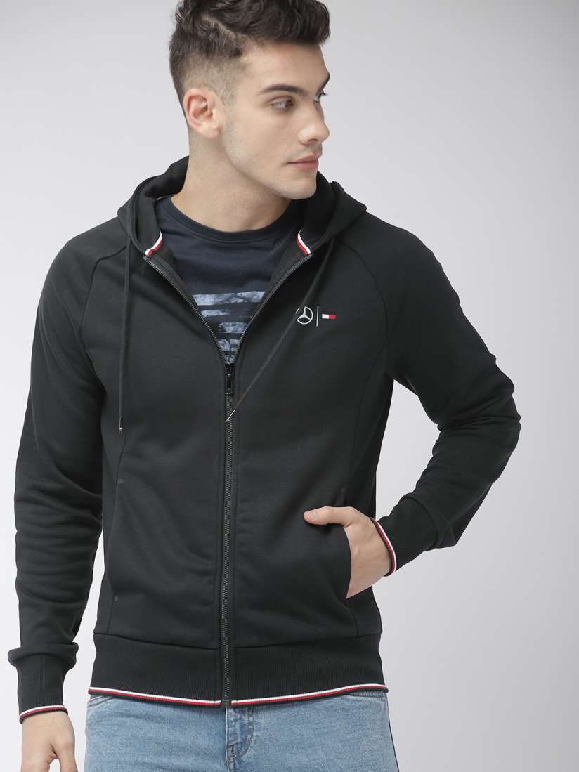 Buy Tommy Hilfiger Men Black Solid Hooded Sweatshirt Sweatshirts for Men 10536296 Myntra