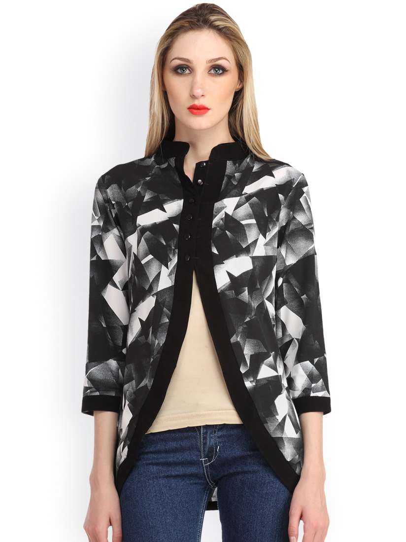 Buy Cottinfab Black Printed Shrug Shrug for Women 1054410 Myntra