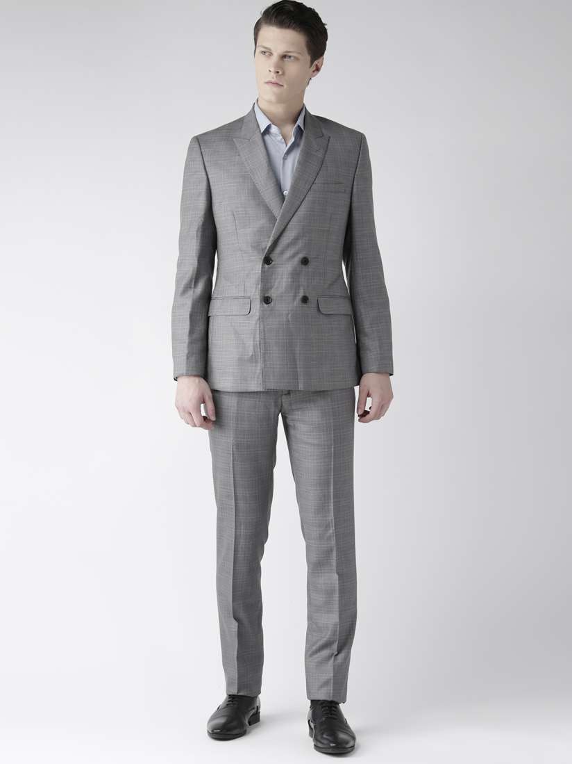 Buy Raymond Men Grey Checked Double Breasted Slim Fit Formal Suit Suits for Men 10550946 Myntra