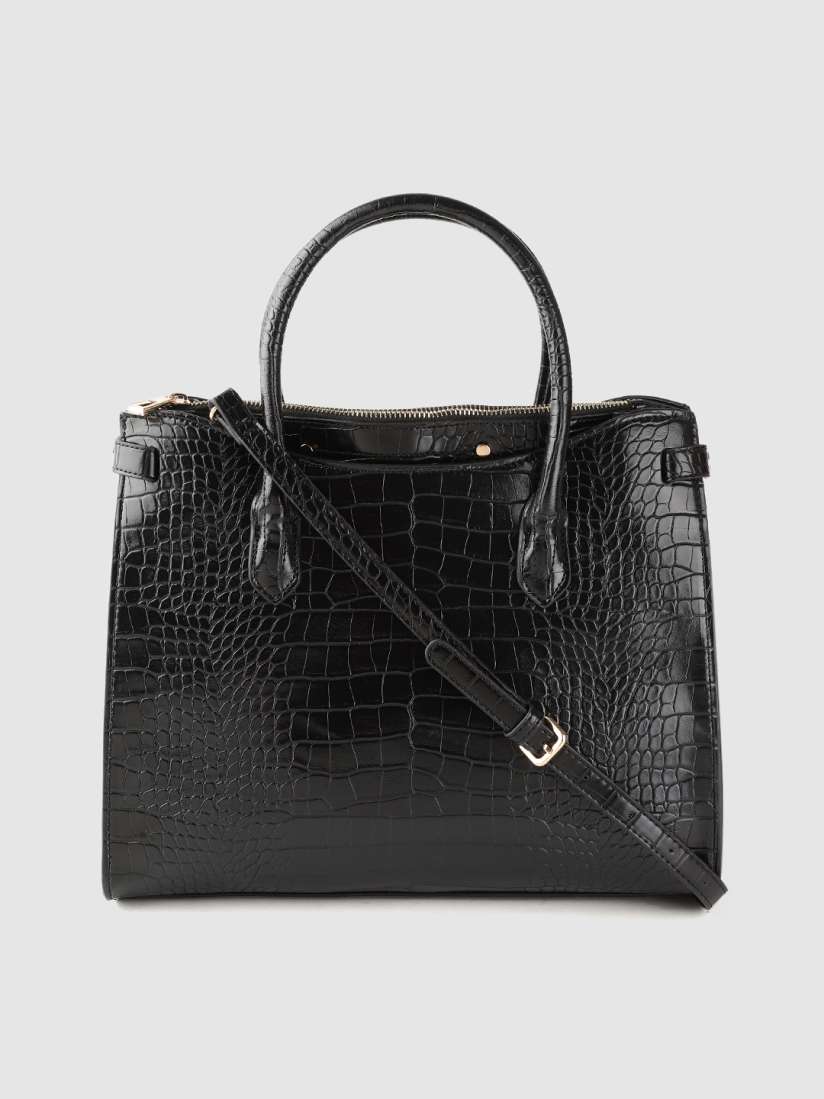 Buy MANGO Black Croc Pattern Handheld Bag Handbags for Women 10551470 Myntra