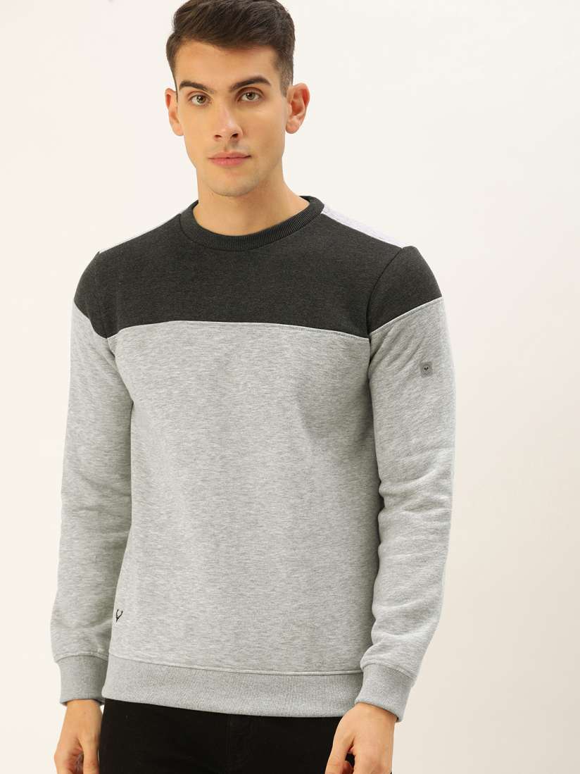 Buy Allen Solly Sport Wimbledon Men Grey Colourblocked Sweatshirt Sweatshirts for Men 10556348 Myntra