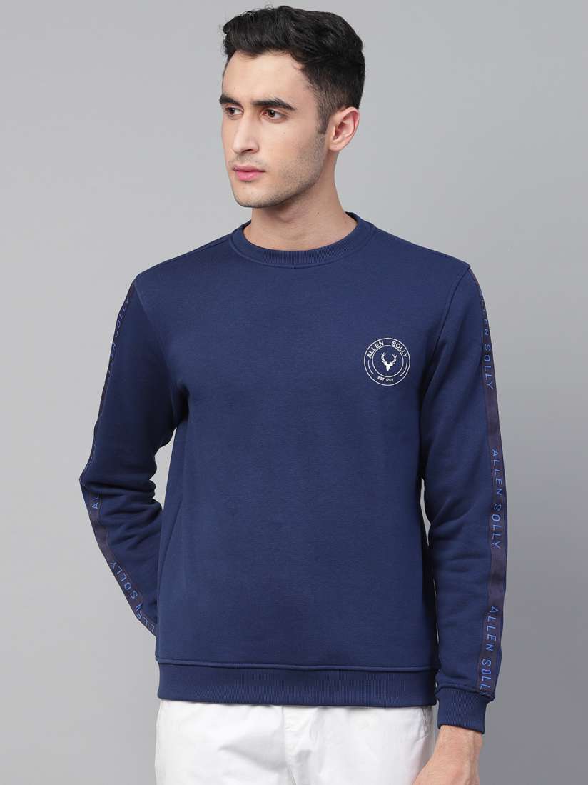 Buy Allen Solly Sport Men Navy Blue Solid Sweatshirt Sweatshirts for Men 10556376 Myntra