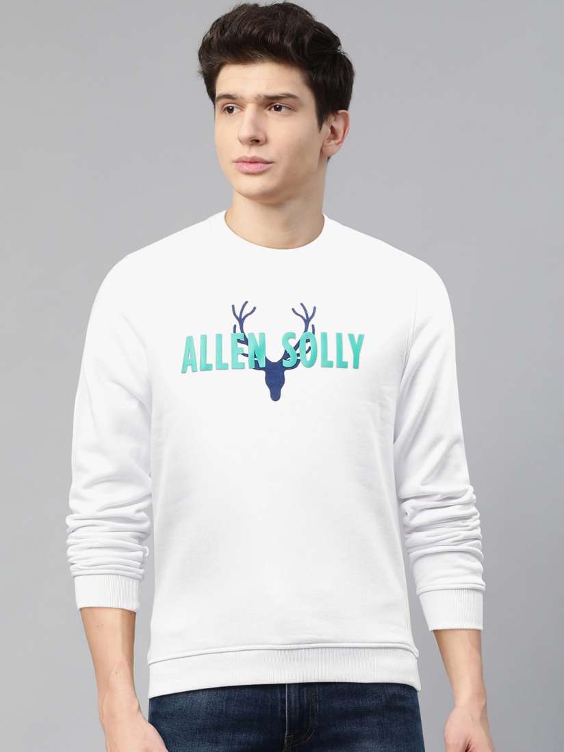 Buy Allen Solly Men White Sea Green Solid Sweatshirt Sweatshirts for Men 10556386 Myntra
