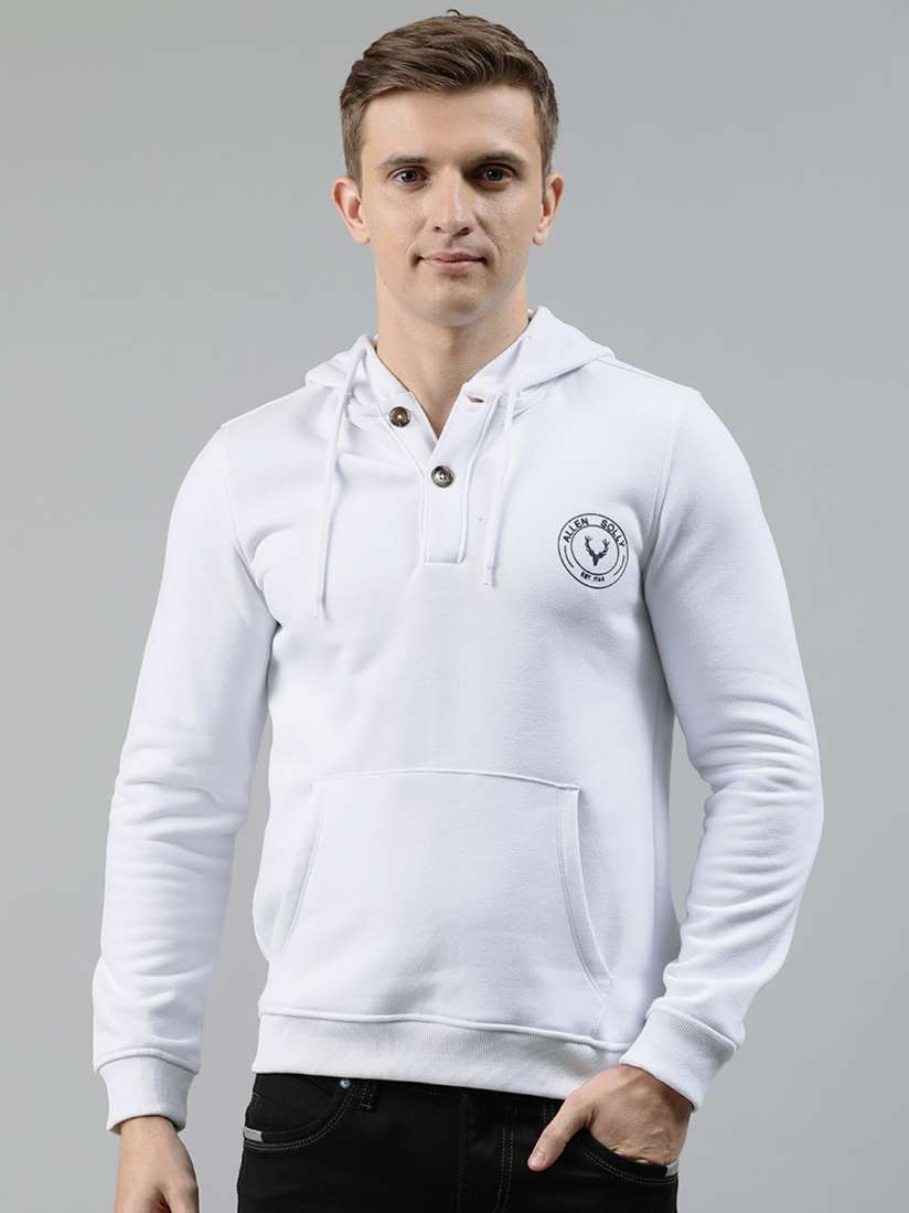 Buy Allen Solly Men White Solid Hooded Sweatshirt Sweatshirts for Men 10556394 Myntra