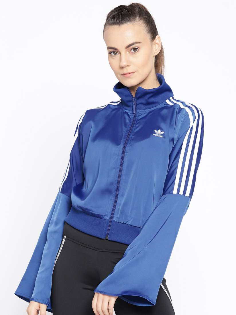 Buy ADIDAS Originals Women Blue Solid Satin Track Jacket Jackets for Women 10557082 Myntra