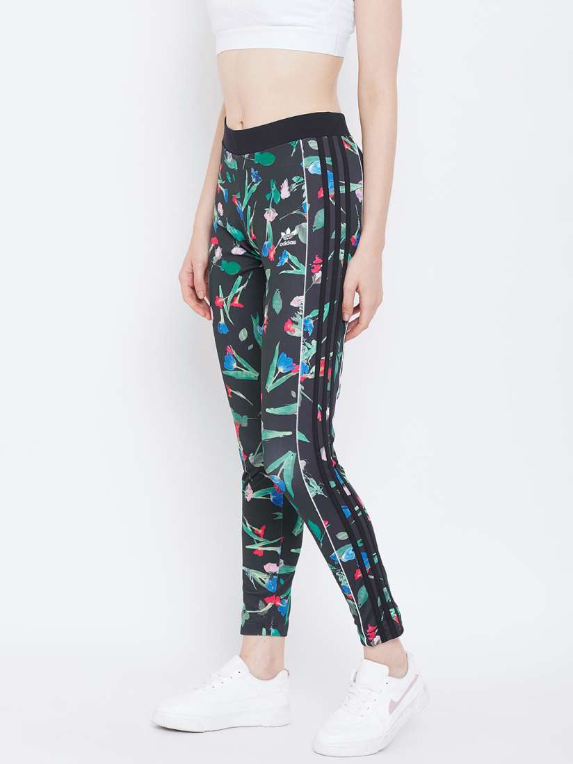 Buy ADIDAS Originals Women Black Green Floral Print Tights Tights for Women 10557616 Myntra
