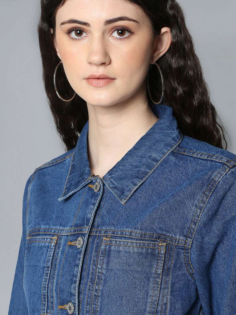 Buy Flying Machine Women Solid Denim Jacket Jacket Jackets for Women 10565714 Myntra