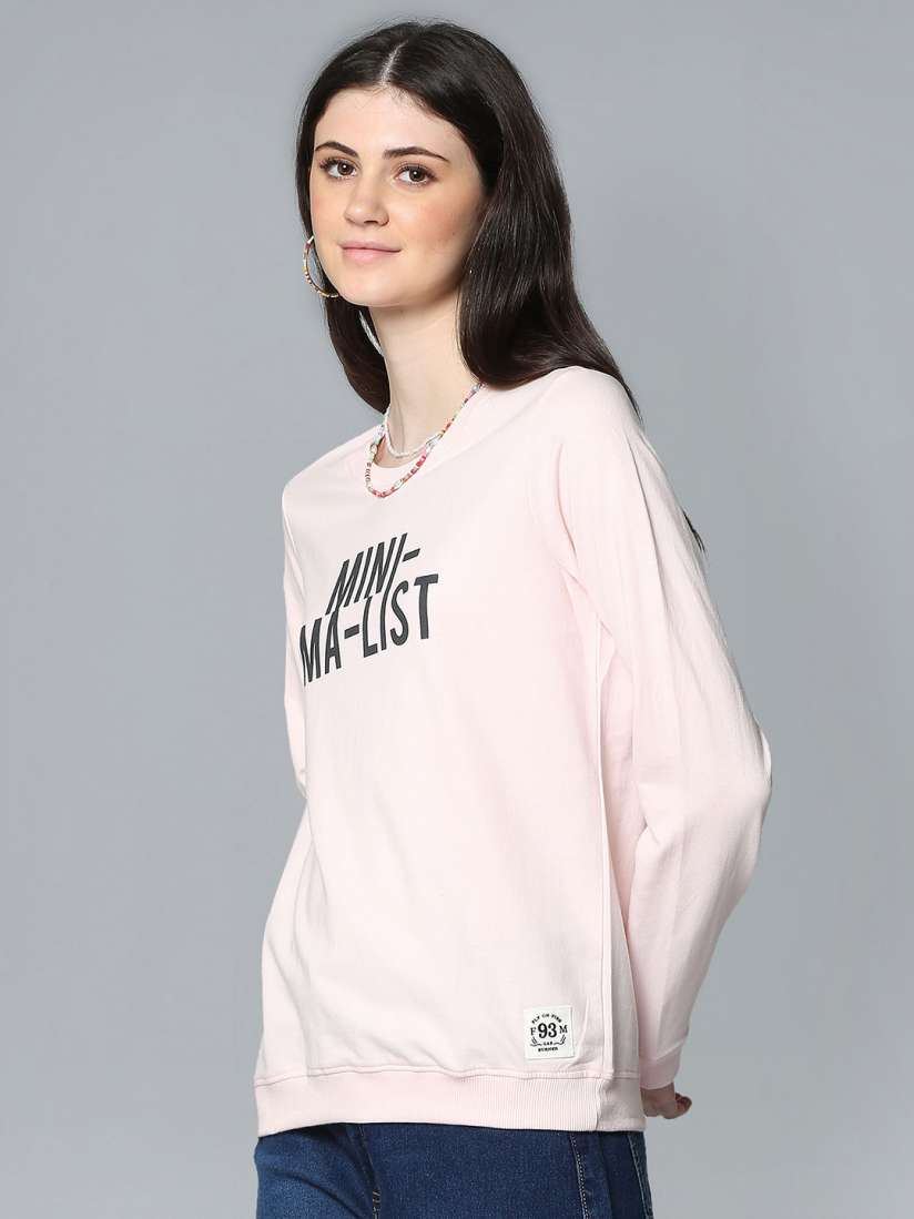 Buy Flying Machine Women Pink Printed Sweatshirt Sweatshirts for Women 10565738 Myntra