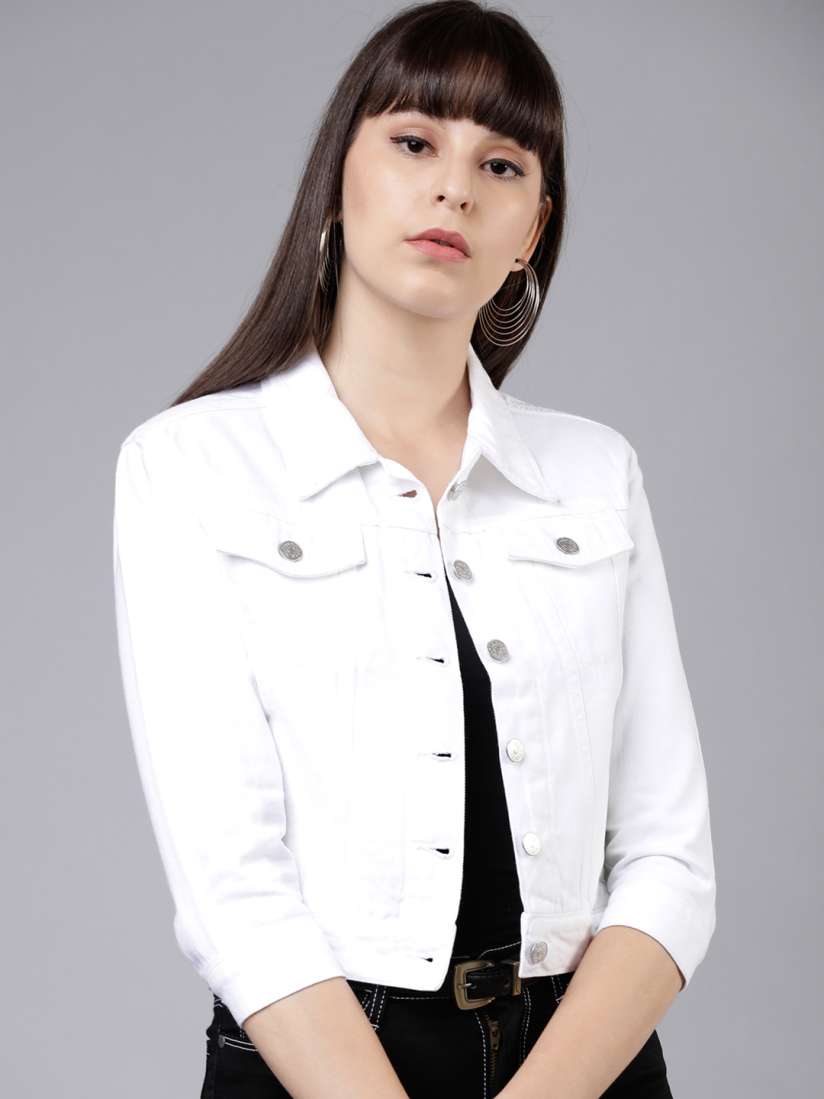 Buy Tokyo Talkies Women White Solid Denim Jacket Jackets for Women 10573162 Myntra