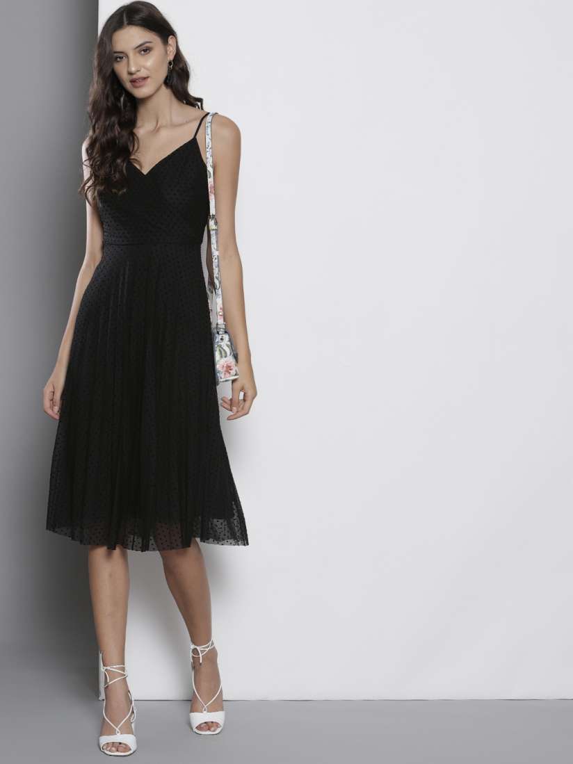 Buy DOROTHY PERKINS Women Black Net Self Design Wrap Dress Dresses for Women 10579876 Myntra