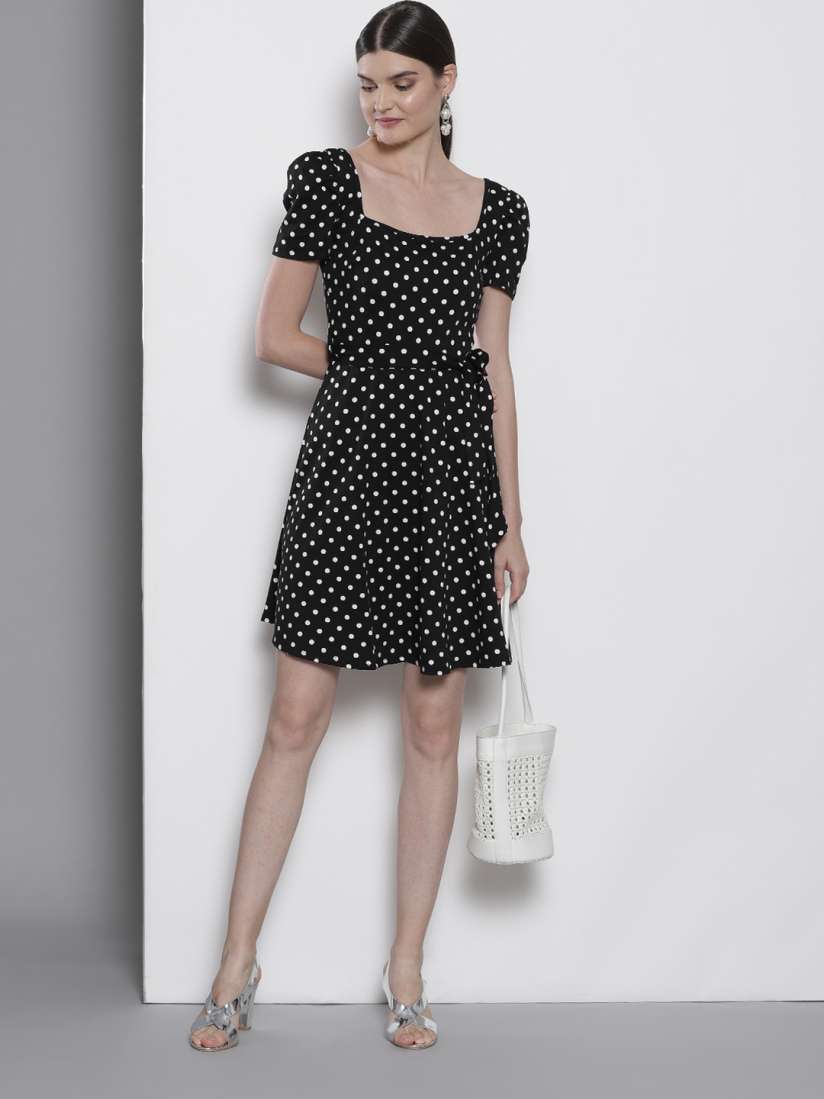 Dorothy perkins black and white polka dot dress shop