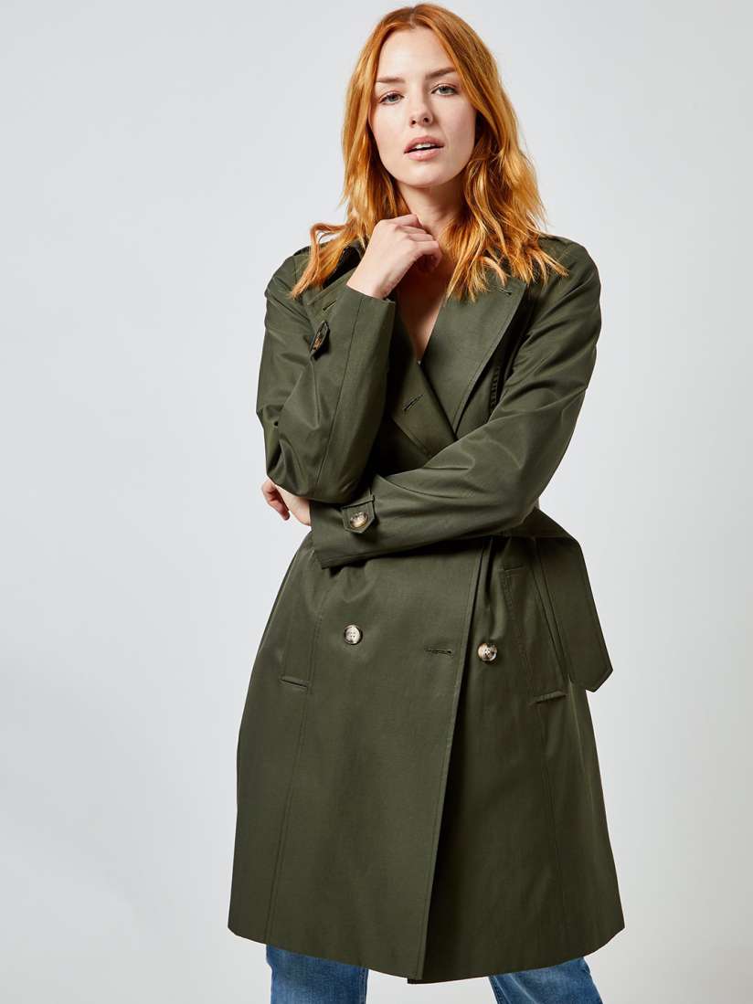 Buy DOROTHY PERKINS Women Olive Green Solid Double Breasted Longline Trench Coat Coats for Women 10580312 Myntra