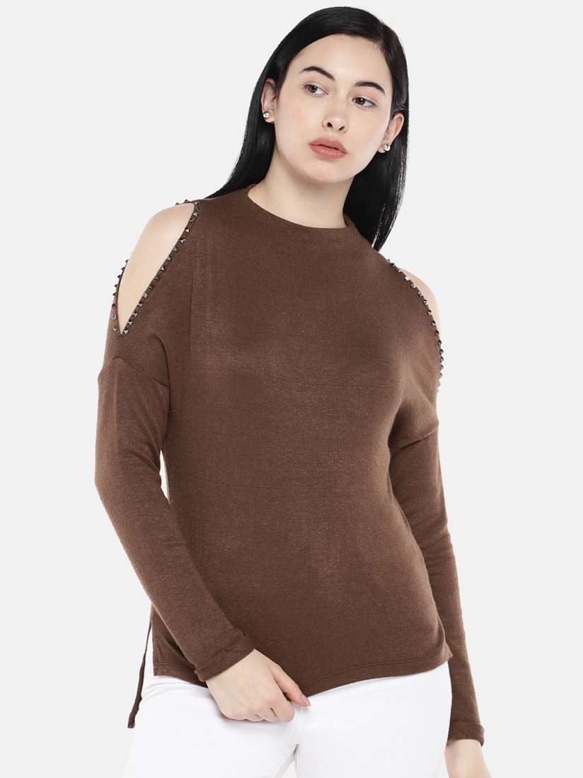 Buy Deal Jeans Women Brown Solid Fitted Top Tops for Women 10589798 Myntra