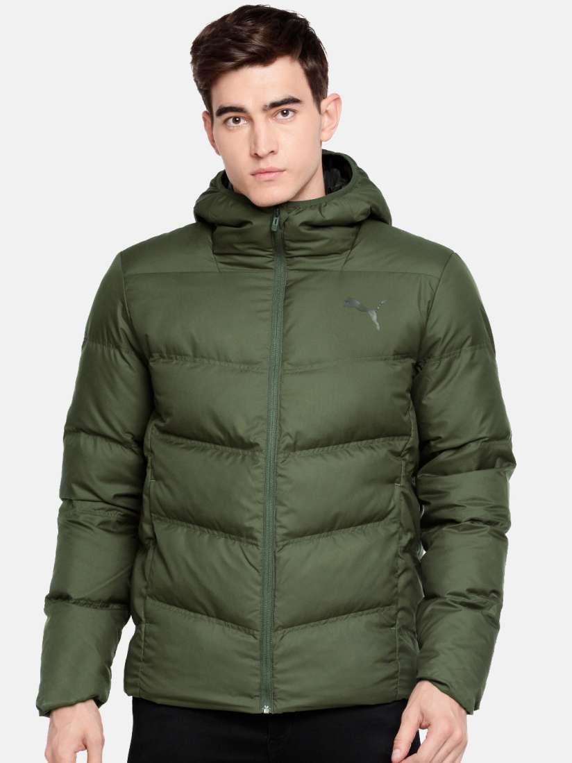 Puma olive green jacket sales