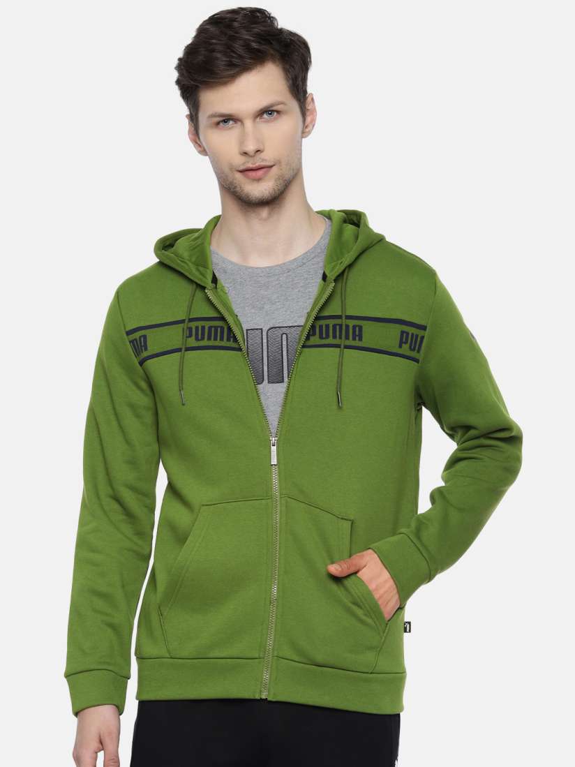 Buy Puma Men Green Amplified Hooded Embroidered Sporty Track Jacket Jackets for Men 10596228 Myntra