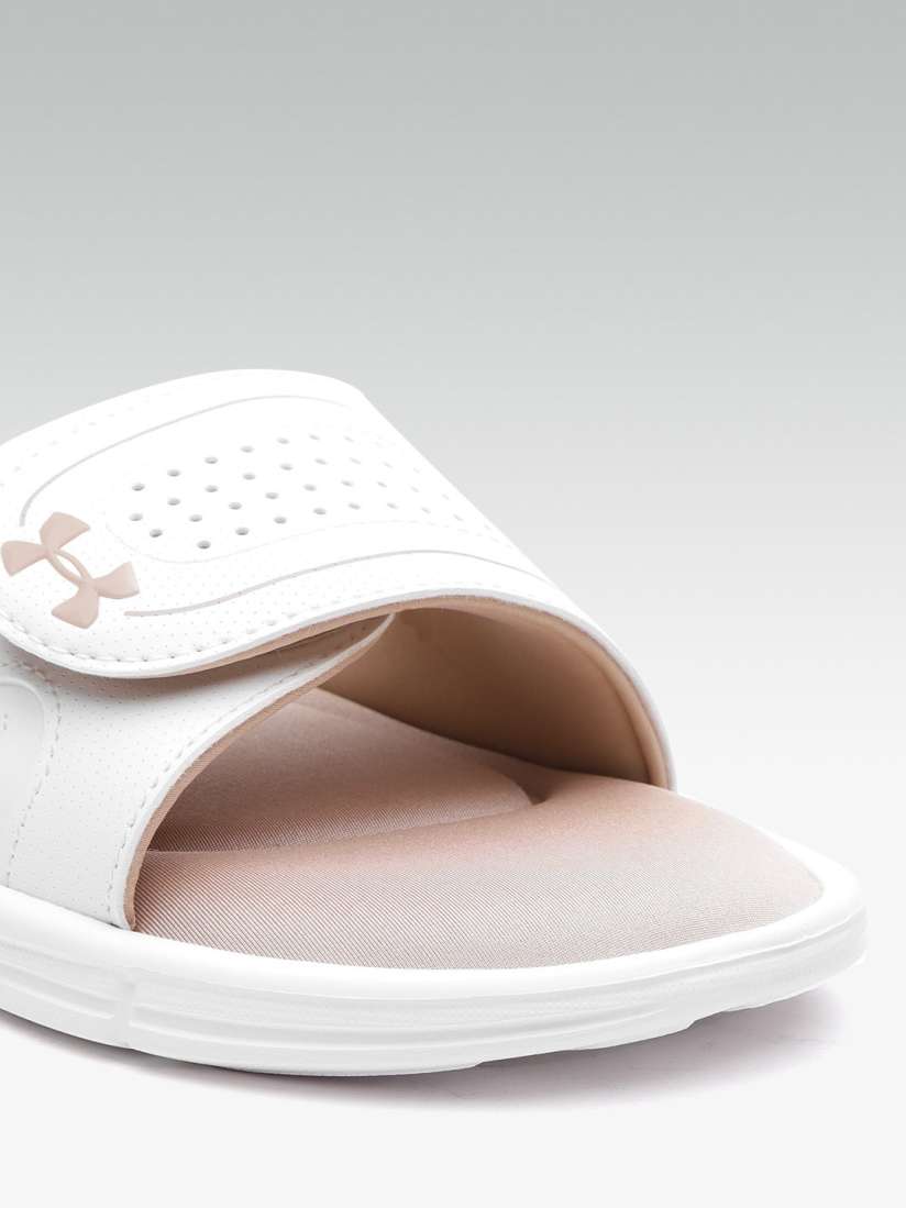 Under armour white flip flops sale