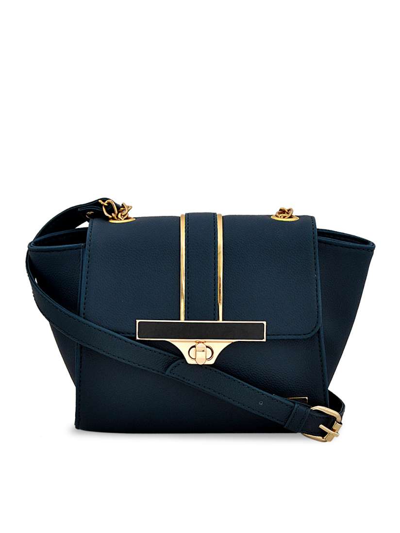 Buy yelloe Navy Blue Solid Sling Bag Handbags for Women 10598634 Myntra
