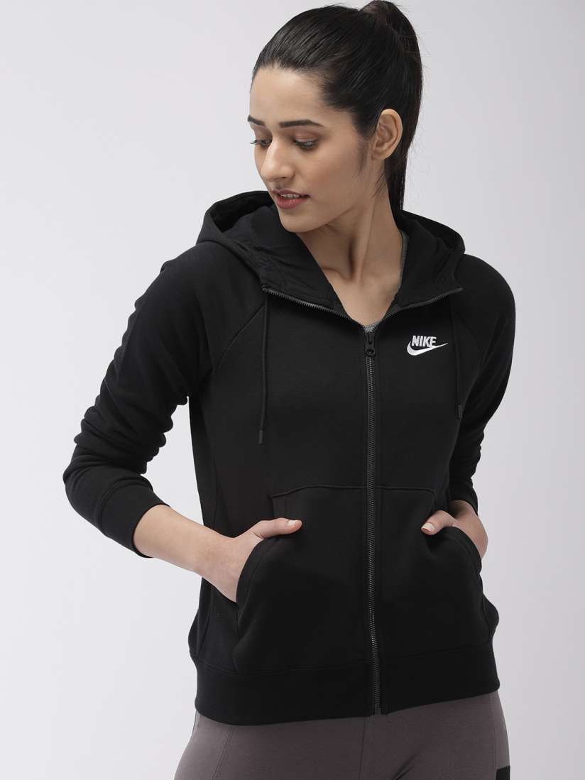 Buy Nike Women Black Solid ESSNTL HOODIE FZ FLC Sweatshirt Sweatshirts for Women 10602822 Myntra