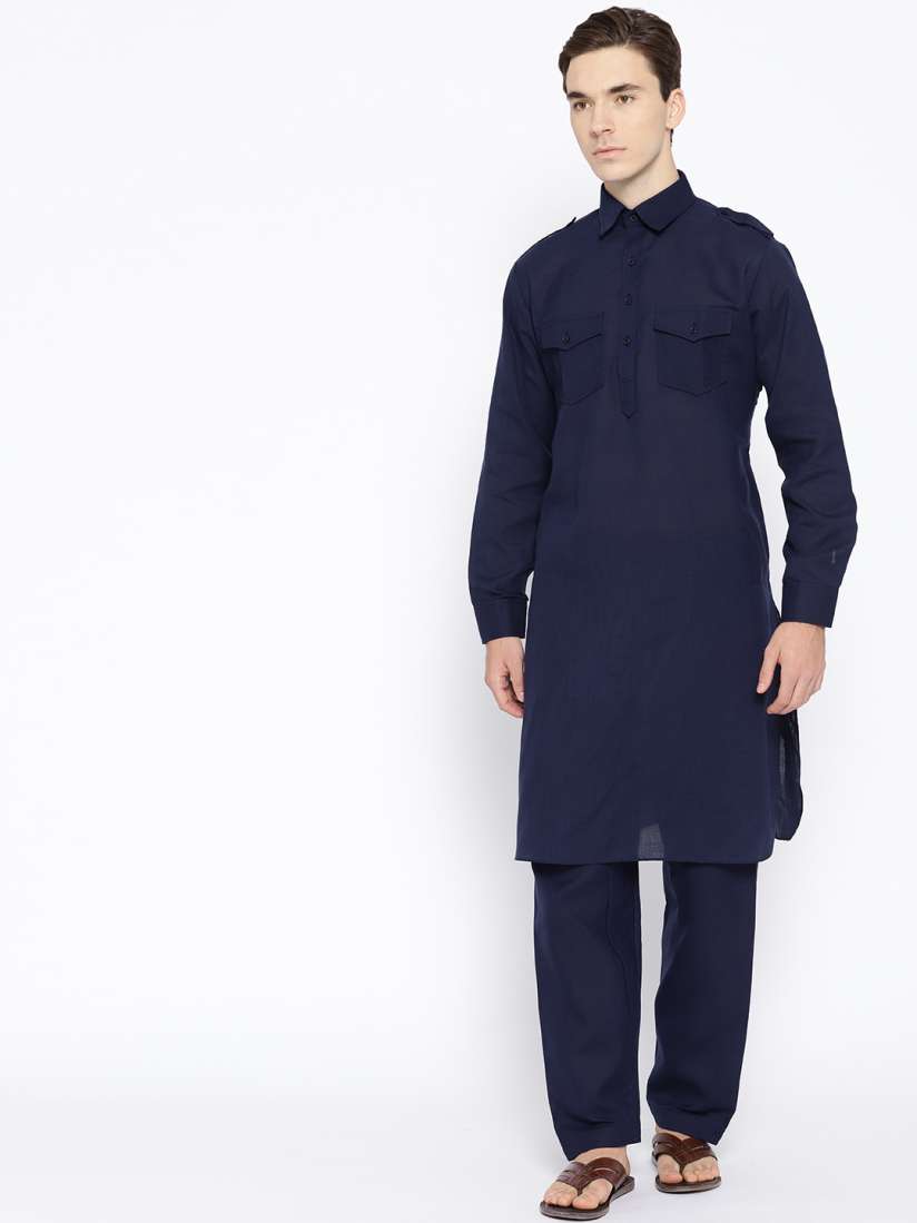 Myntra navy blue kurta discount