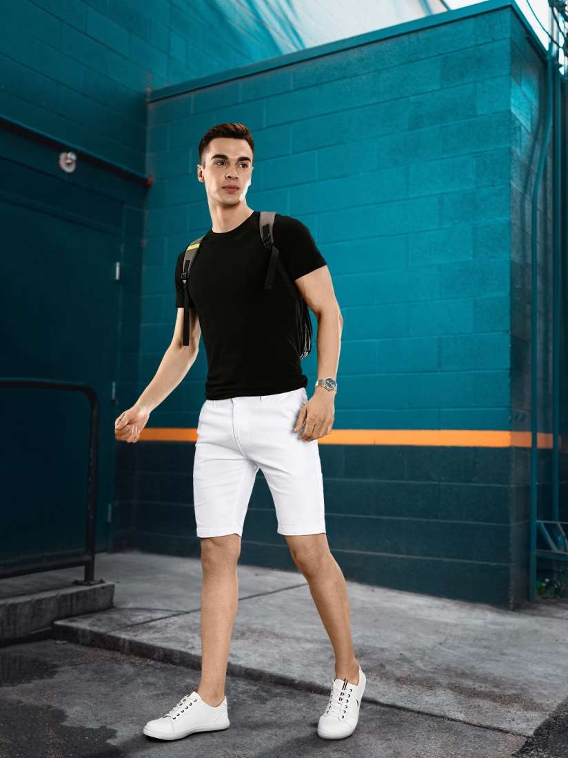 White skinny chino shorts on sale