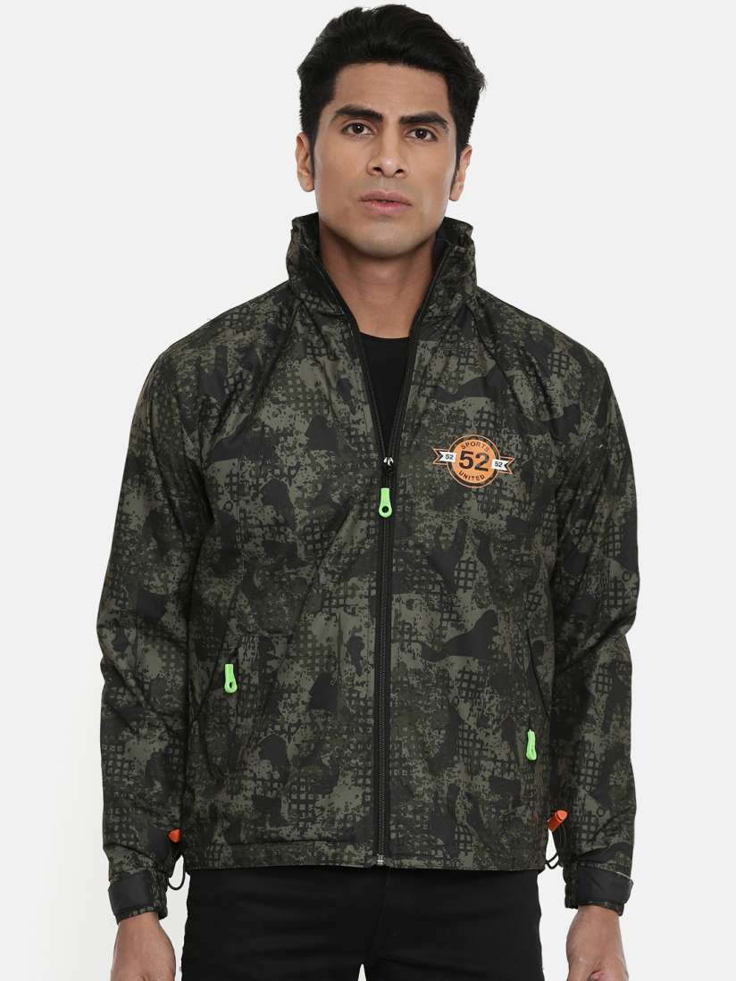 Buy Sports52 wear Men Olive Green Black Camouflage Printed Rain Jacket Rain Jacket for Men 10610218 Myntra