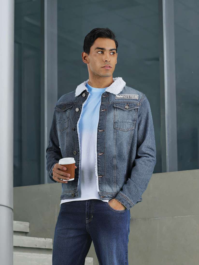 Mens denim bomber online