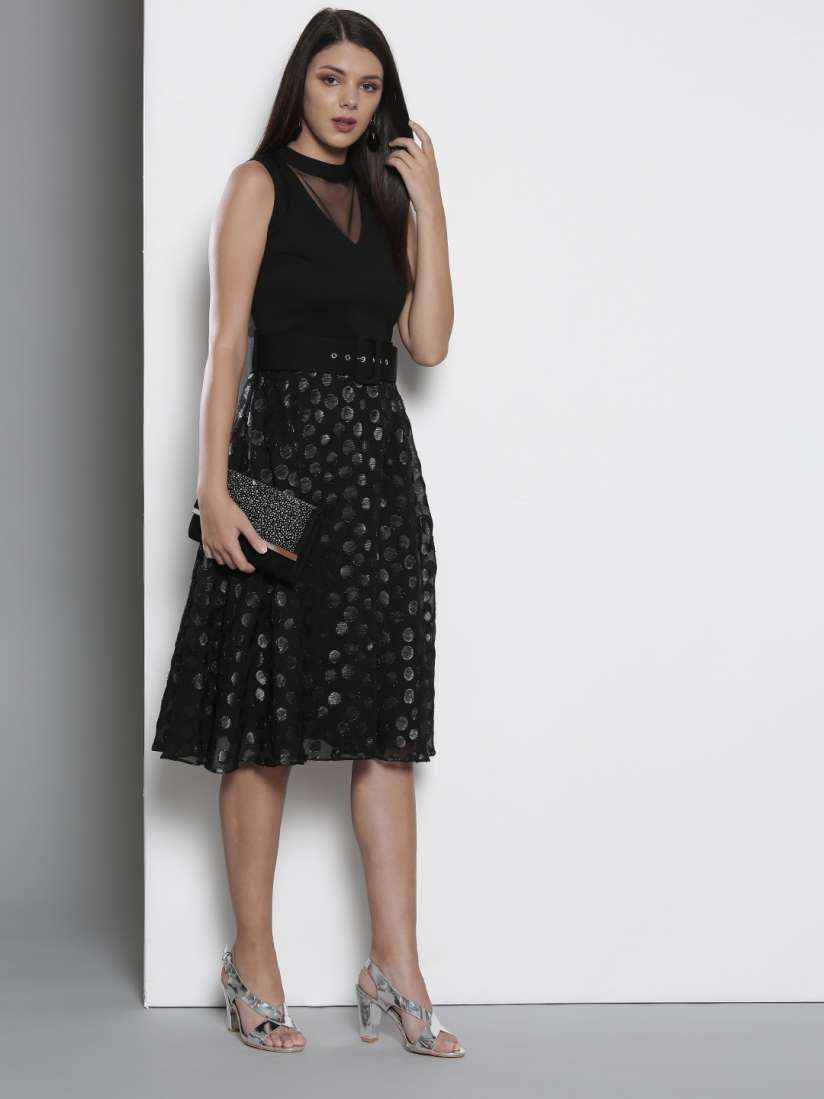 Buy DOROTHY PERKINS Women Self Design Black A Line Dress Dresses for Women 10618016 Myntra