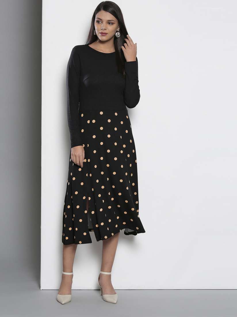 Buy DOROTHY PERKINS Women Black Peach Coloured Printed A Line Dress Dresses for Women 10618116 Myntra