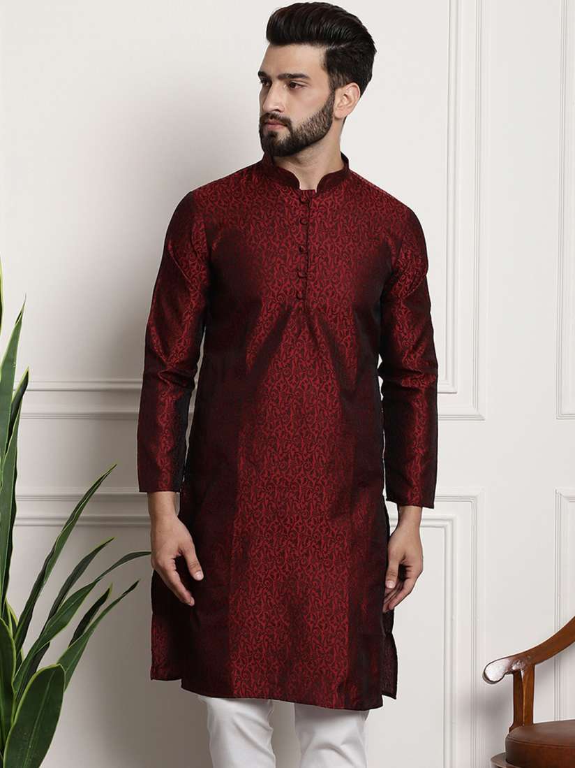 Buy SOJANYA Men Maroon Printed Straight Kurta Kurtas for Men 10622762 Myntra