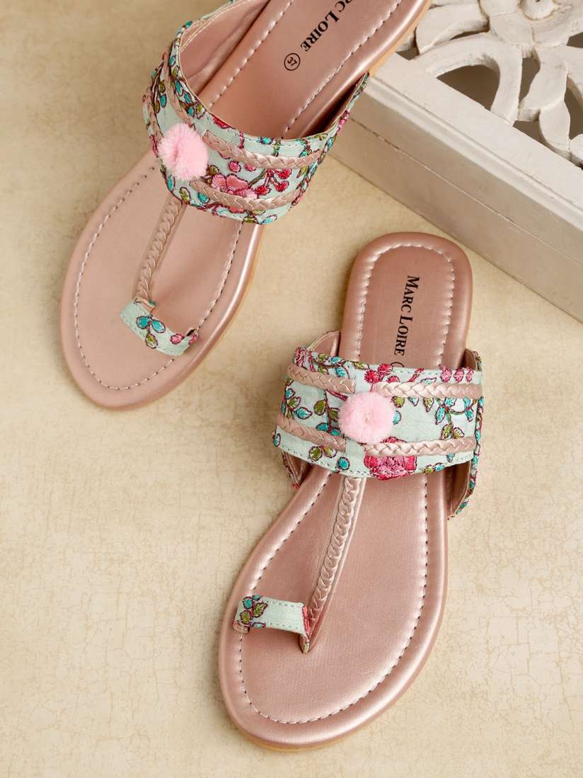 Buy Marc Loire Women Green Pink Embroidered One Toe Flats Flats for Women 10637072 Myntra