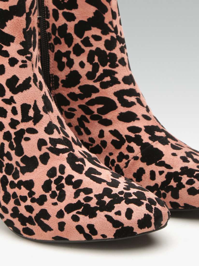 Buy DOROTHY PERKINS Women Pink Black Leopard Print Mid Top Heeled Boots Boots for Women 10643888 Myntra