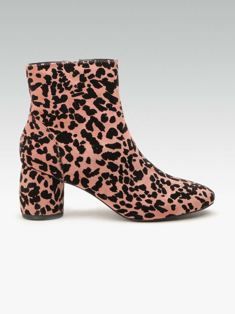 Buy DOROTHY PERKINS Women Pink Black Leopard Print Mid Top Heeled Boots Boots for Women 10643888 Myntra