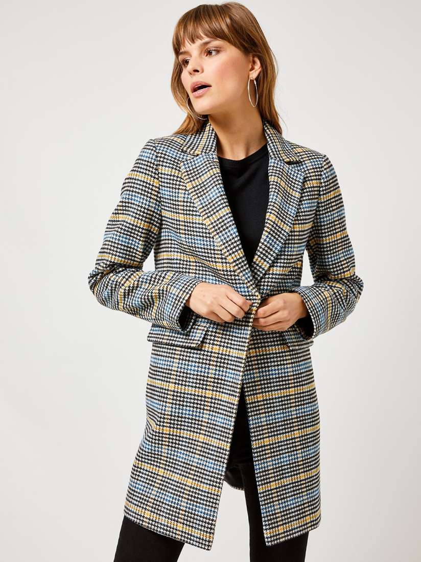 Buy DOROTHY PERKINS Women Off White Black Checked Over Coat Coats for Women 10643986 Myntra