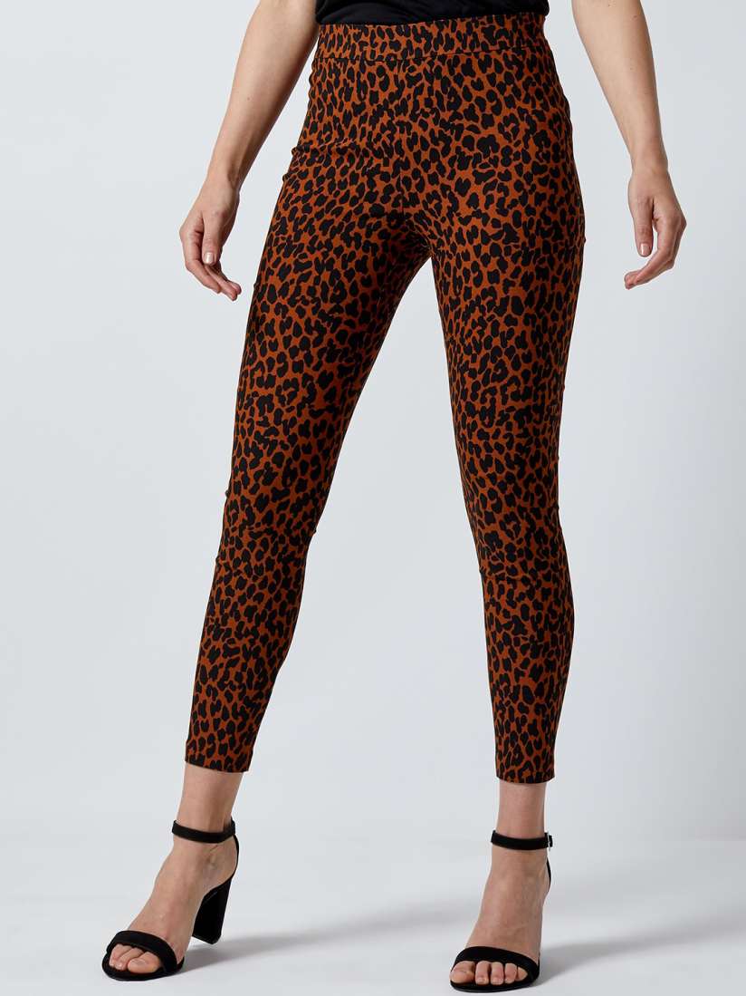 Buy DOROTHY PERKINS Women Brown Black Skinny Fit Animal Printed Cropped Treggings Jeggings for Women 10643994 Myntra