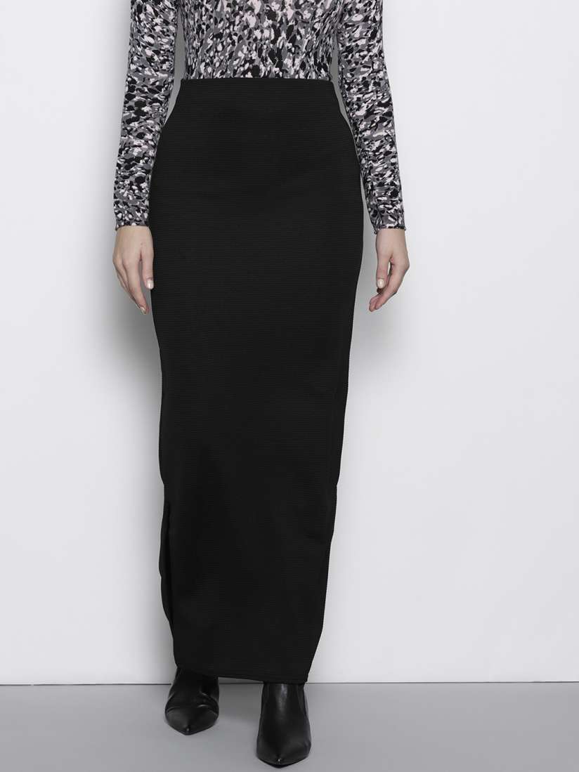 Buy DOROTHY PERKINS Women Black Ribbed Maxi Skirt Skirts for Women 10644070 Myntra
