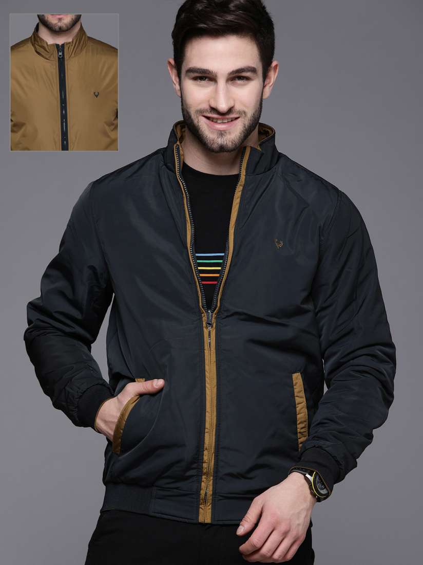 Buy Allen Solly Men Khaki Navy Blue Solid Reversible Jacket Jackets for Men 10646226 Myntra