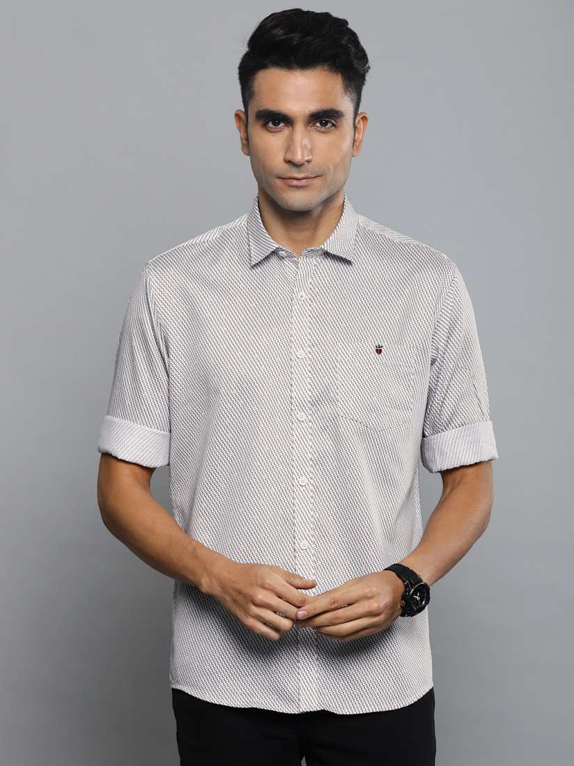 Buy Louis Philippe Jeans Men White Brown Slim Fit Printed Casual Shirt Shirts for Men 10651944 Myntra