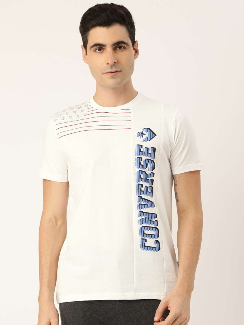 Buy Converse Men White Blue Printed Round Neck T shirt Tshirts for Men 10655526 Myntra