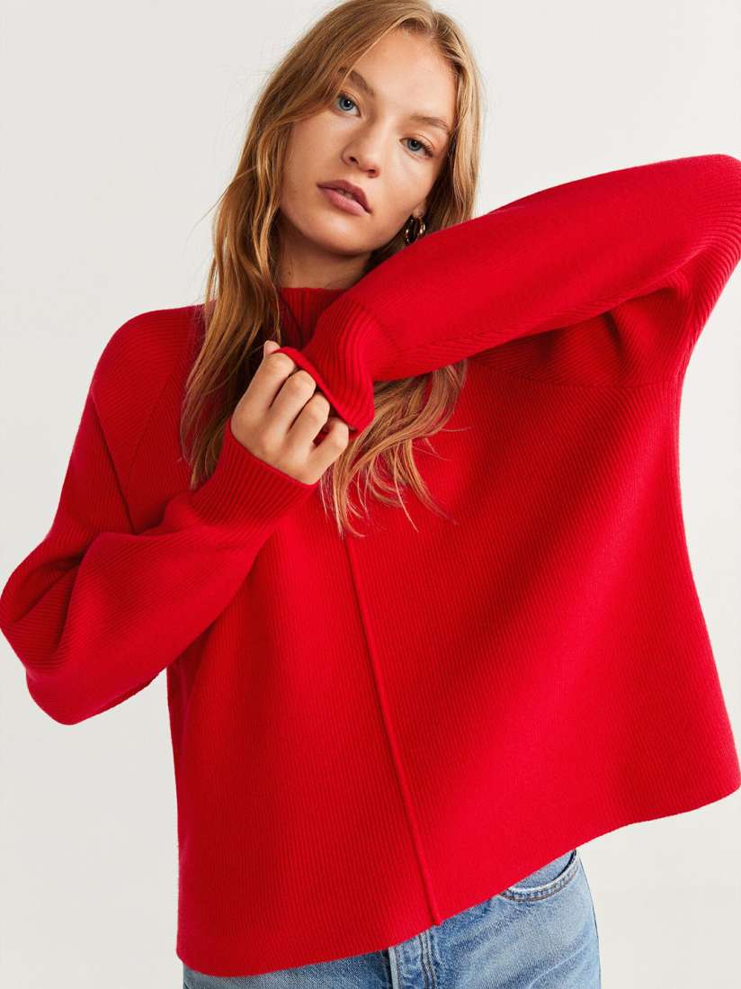 Buy MANGO Women Red Ribbed Sweater Sweaters for Women 10657288 Myntra