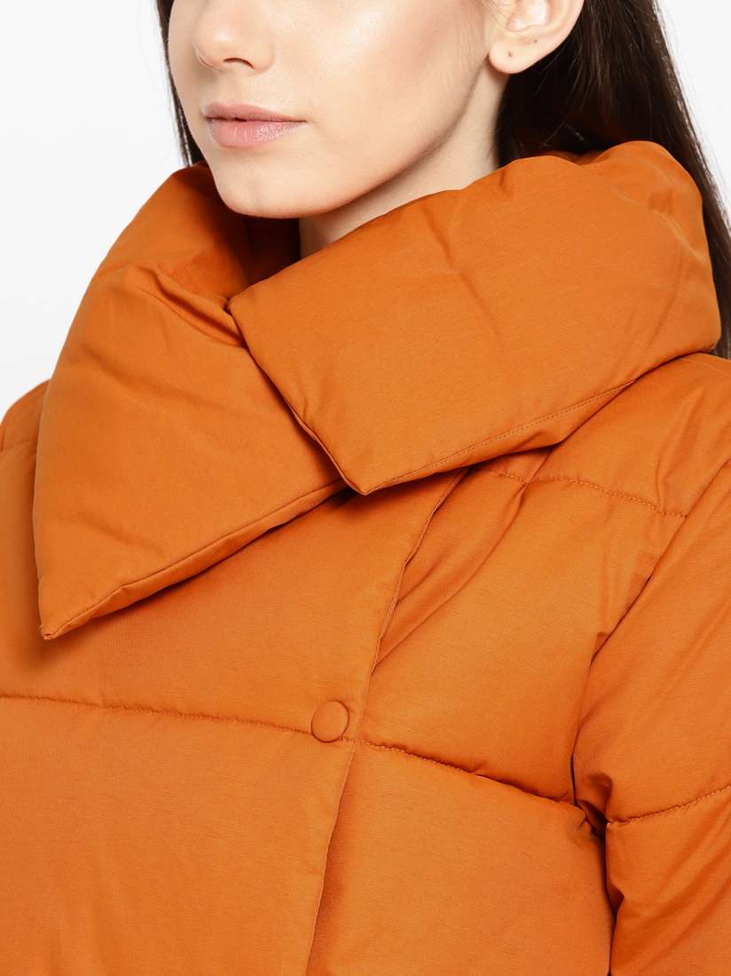 Buy MANGO Women Orange Solid Water Repellent Puffer Padded Jacket Jackets for Women 10657392 Myntra