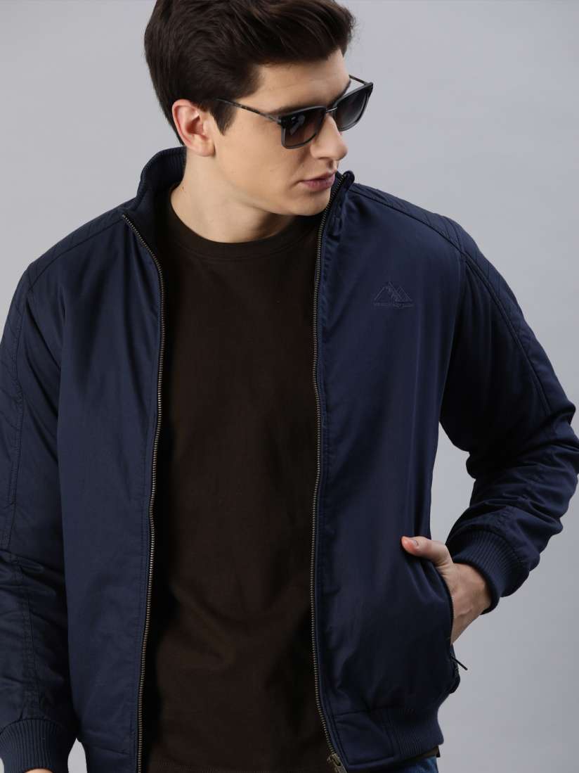 Buy The Roadster Lifestyle Co Men Blue Solid Bomber Jackets for Men 10679186 Myntra